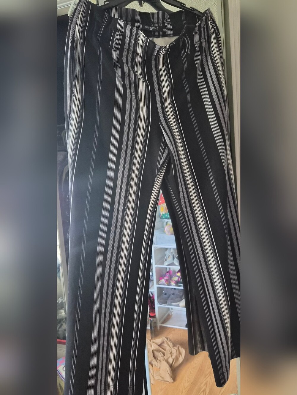 one 5 one Black and White Vertical Stripe Wide-Leg Pants